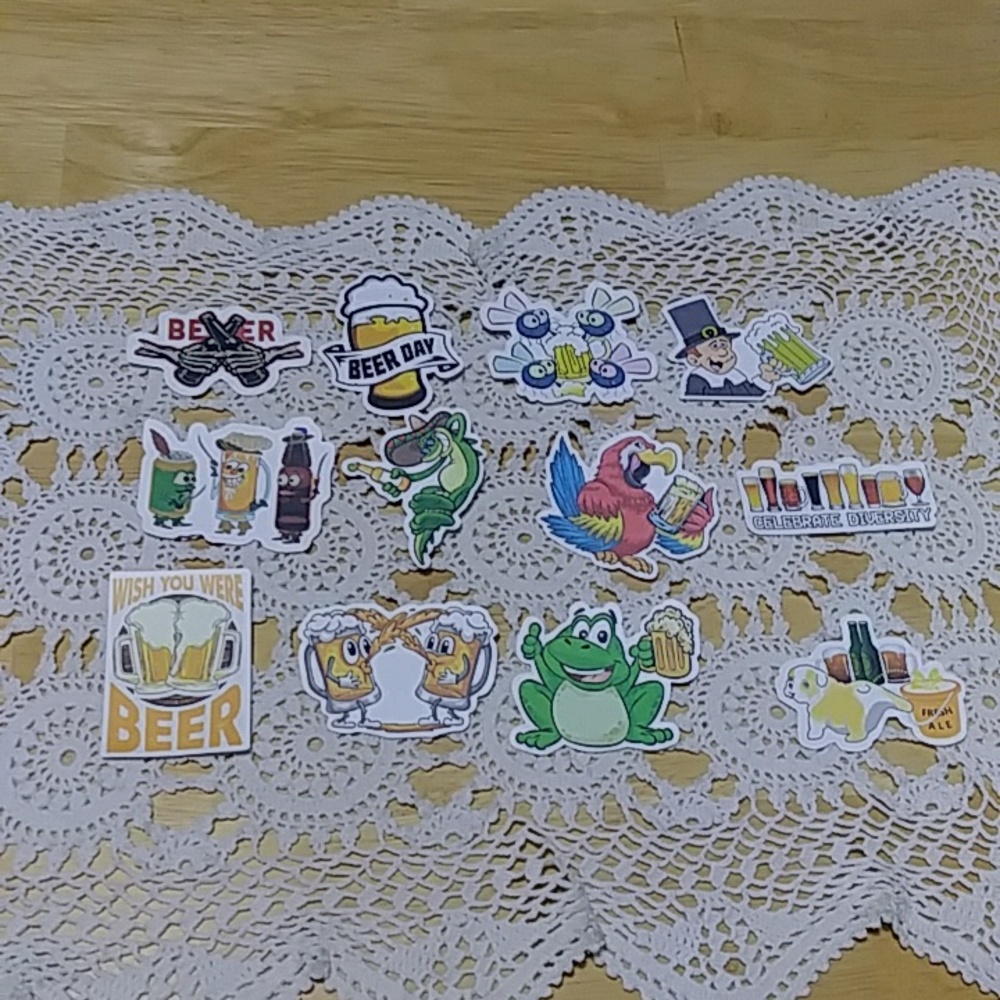 Fun peel-off adult stickers, beer theme